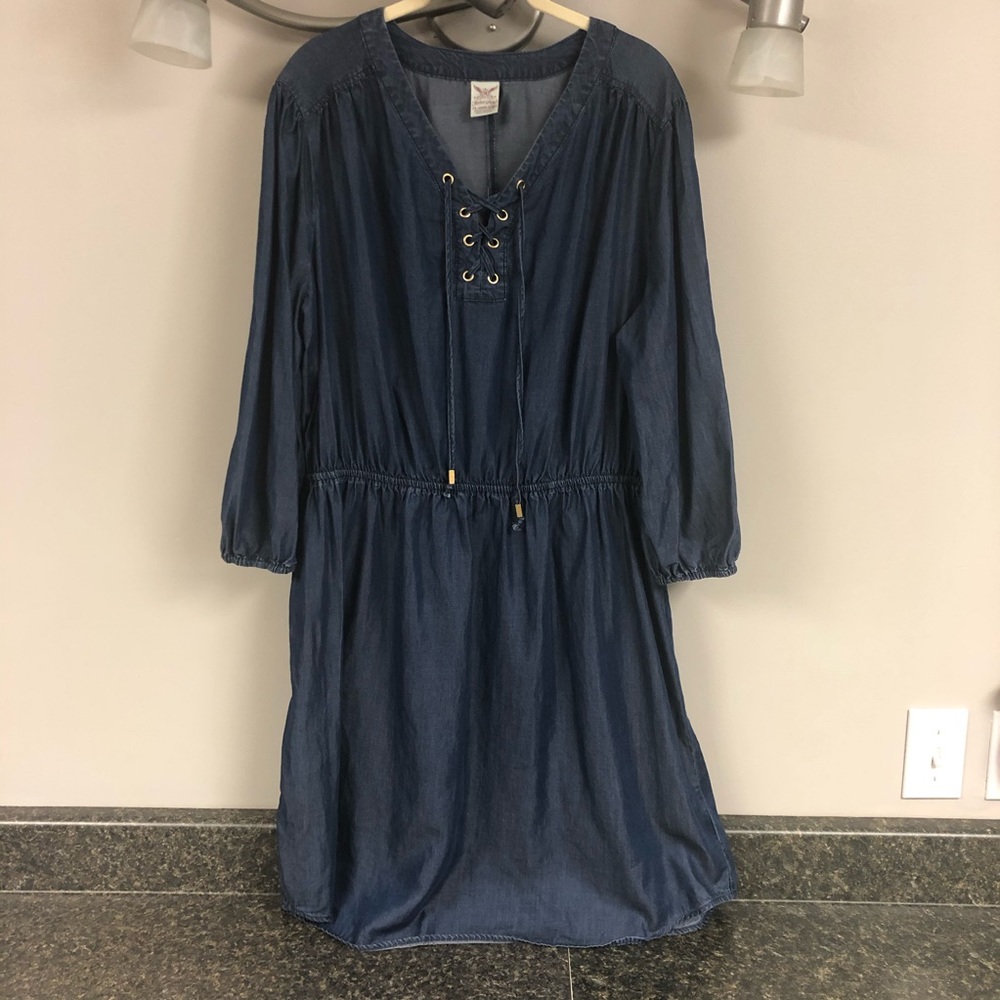 Faded glory lace up front jean dress 2x 18/20w